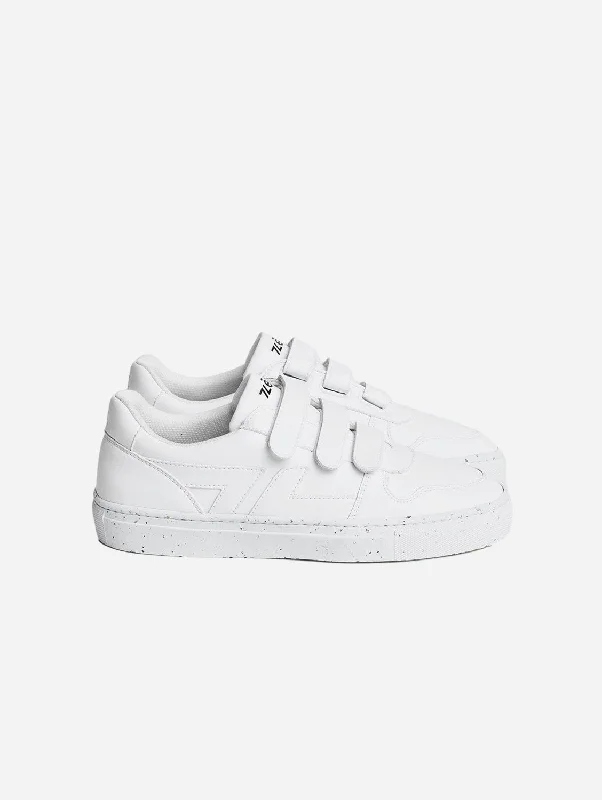 Leather Casual Shoes Alpha Vegan Leather Velcro Sneakers | White