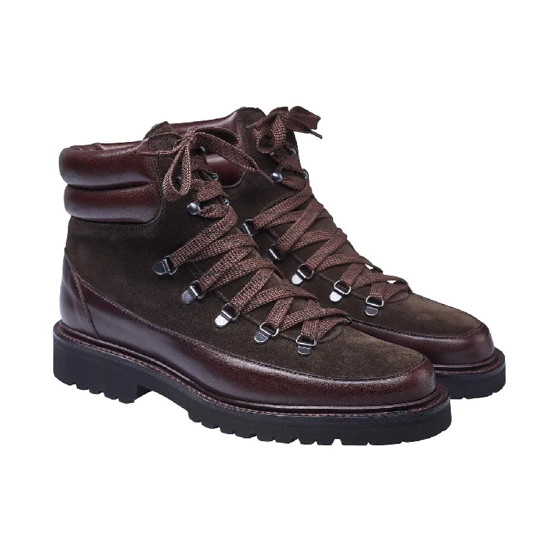 Breathable Sports Shoes Annie Dark Brown Wax Calf & Earth Green Suede