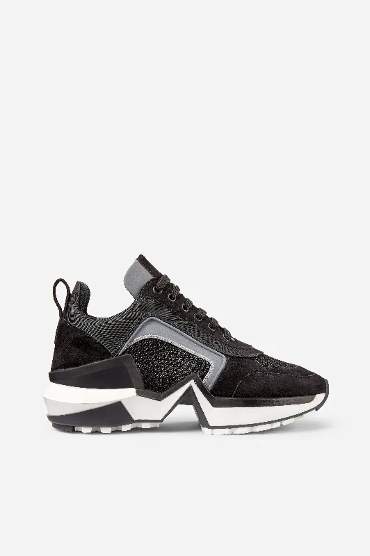 Stylish Boots For Work Black and Silver Suede 4.0 Sneakers