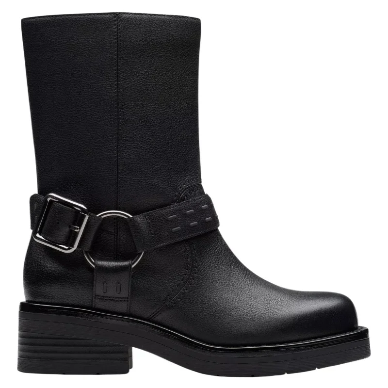 Fashionable Work Boots Clarks Women's Rebelle Up Black Leather