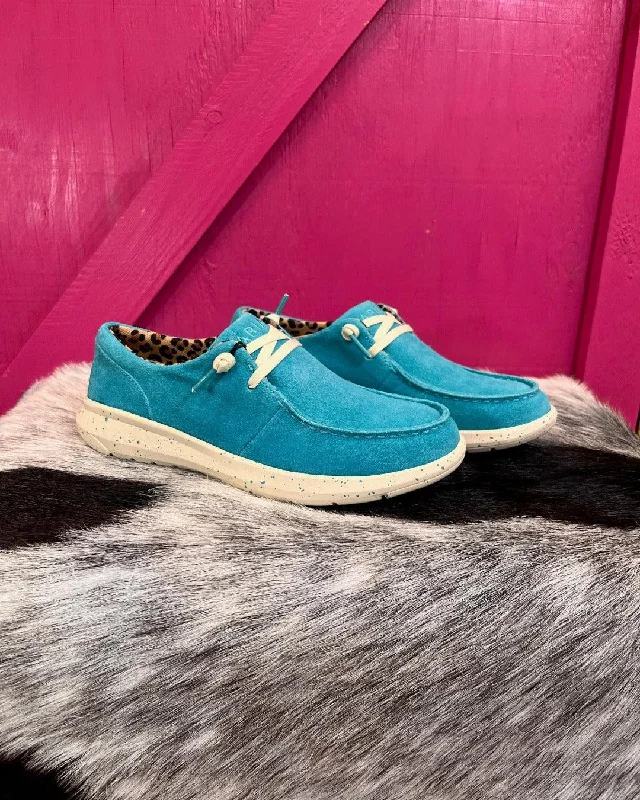 Comfortable Slippers For Home Ariat Women's Brightest Turquoise Hilo Suede Moc Toe Casual Shoes 10050971
