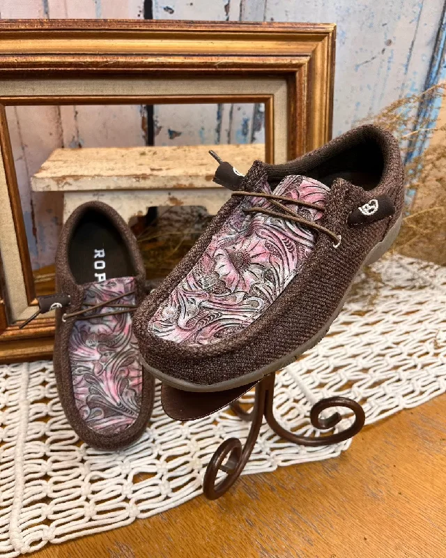 Waterproof Hiking Boots Roper Women's Chillin Dark Brown Canvas Embossed Vamp Driving Moc 1791-3000 Waterproof Hiking Boots Roper Women's Chillin Dark Brown Canvas Embossed Vamp Driving Moc 1791-3000