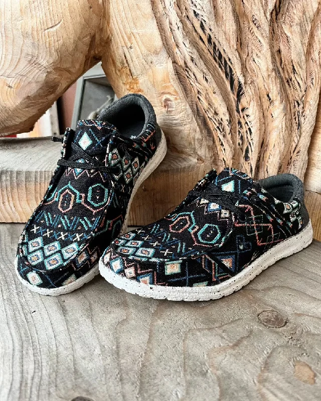 Trendy Casual Shoes Roper Women's Eva Moc Black Aztec Lace Up Shoe 1793-3076