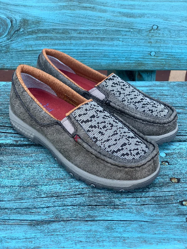 Cozy Casual Shoes Twisted X Women's Slip On Driving Moc Grey Casual Shoe WXC0015
