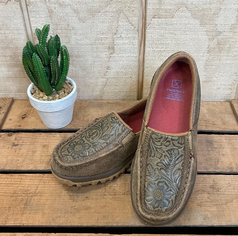 High Fashion Sneakers Twisted X Women's Brown Bomber Leather & Tooled Slip On Driving Moc WXC0013 High Fashion Sneakers Twisted X Women's Brown Bomber Leather & Tooled Slip On Driving Moc WXC0013