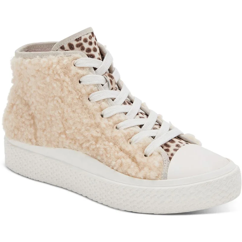 Stylish High Heels Dolce Vita Womens Veola Plush Leather Calf Hair Casual and Fashion Sneakers