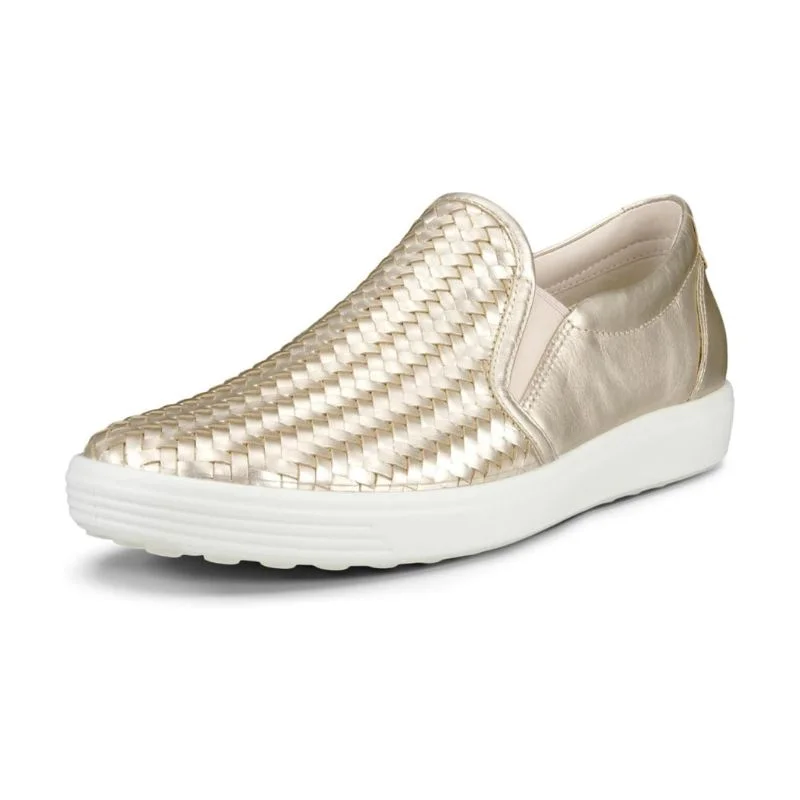 Waterproof Sports Shoes Ecco Soft 7 Slip on Pure White Gold 470113