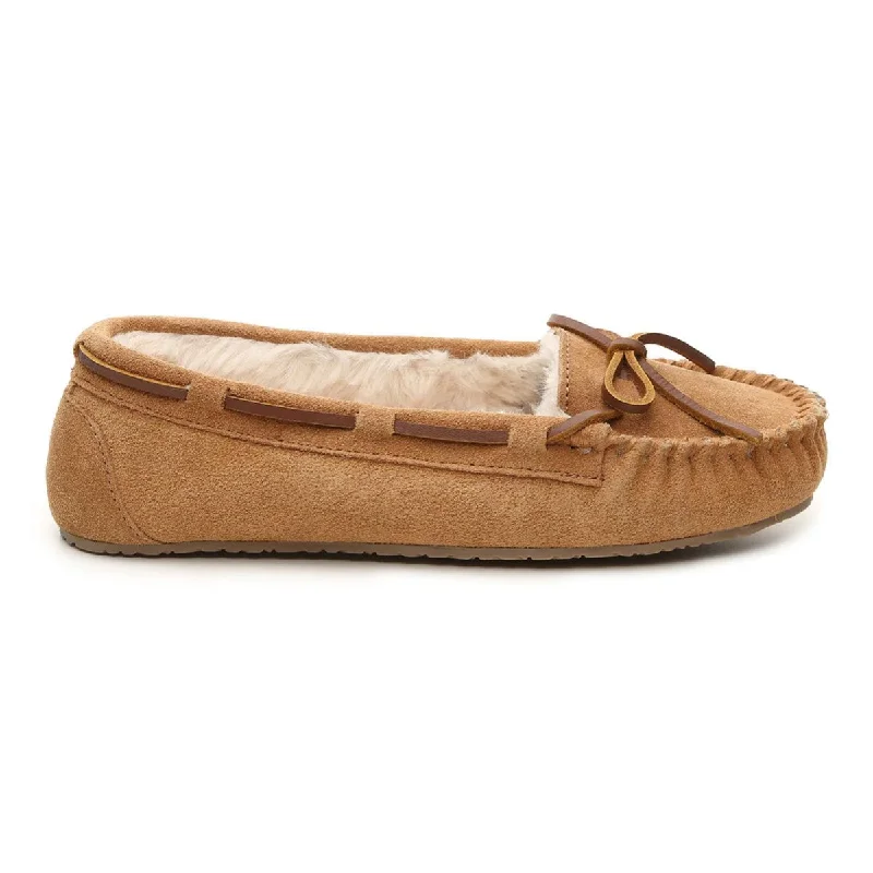 High Fashion Footwear Minnetonka Women's 4011 Cally Slipper Tan Suede