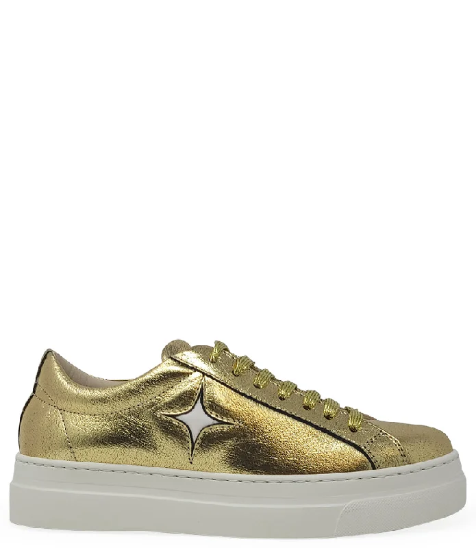 Casual Walking Boots Moma X Madison Maison™ Gold Leather Platform Sneaker