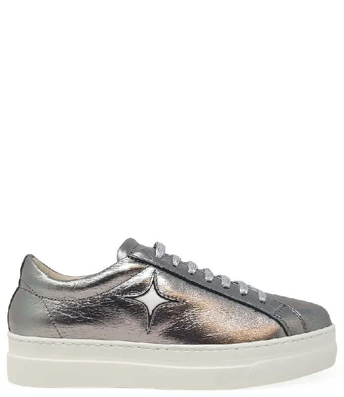 Slip-On Winter Shoes Moma X Madison Maison™ Silver Leather Platform Sneaker
