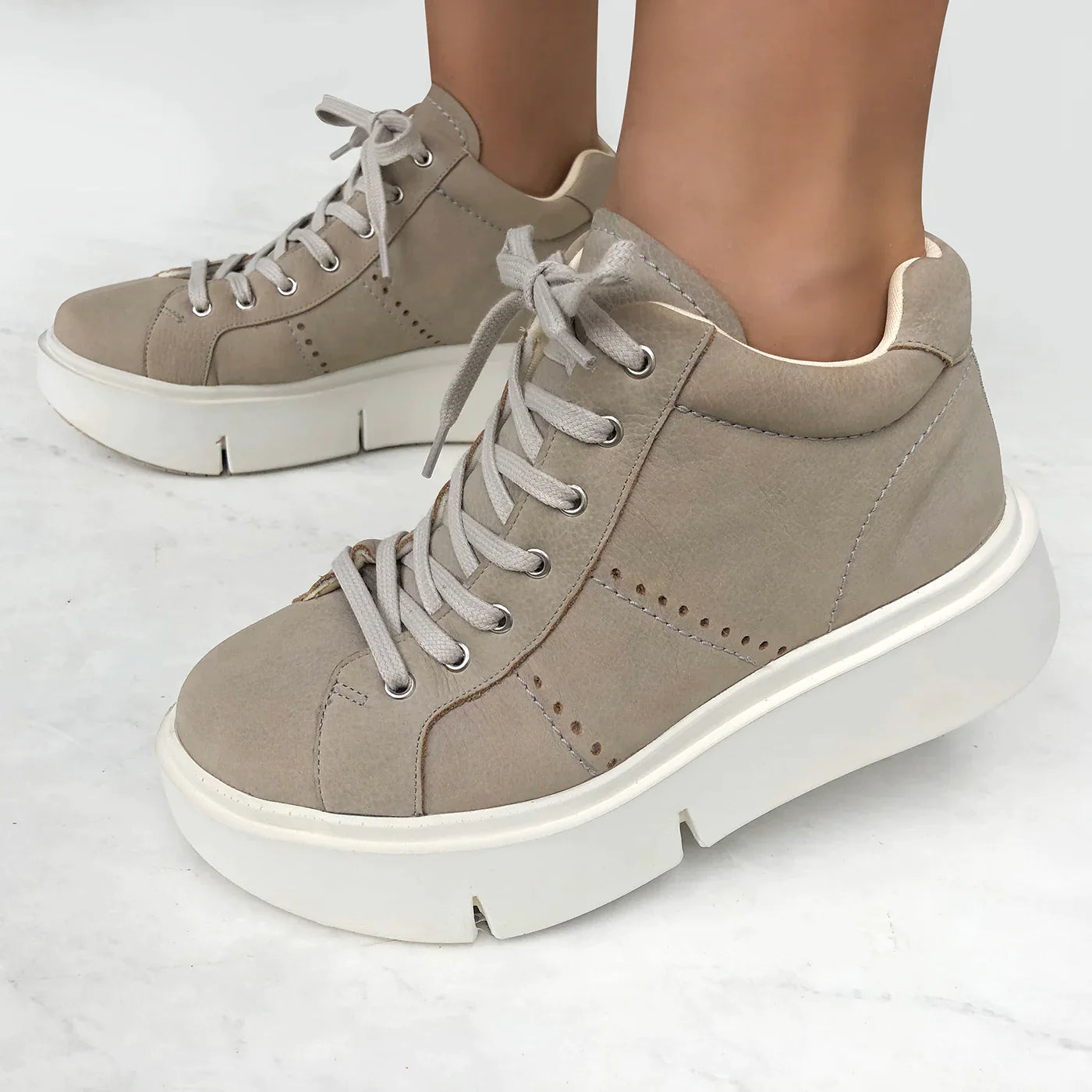 Slip-On Sneakers Collection Naked Feet Essex Greige Platform Sneakers