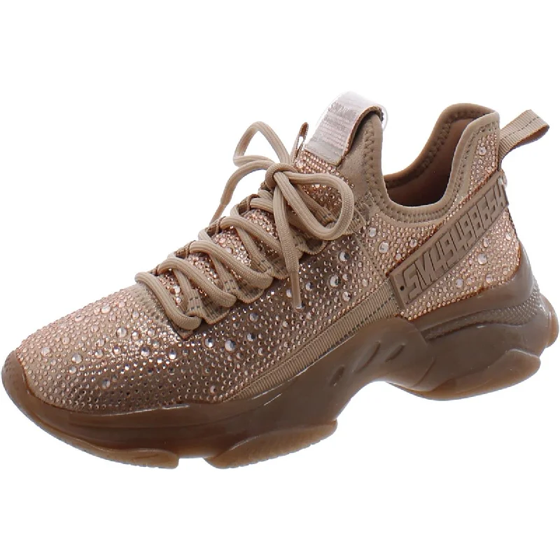 Breathable Sports Shoes Steve Madden Women's Maxima Knit Rhinestone Fashion Sneaker