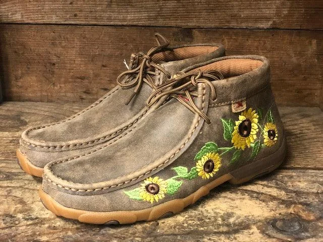 Comfortable Work Sneakers Twisted X Women's Sunflower Bomber Chukka Driving Mocs WDM0128