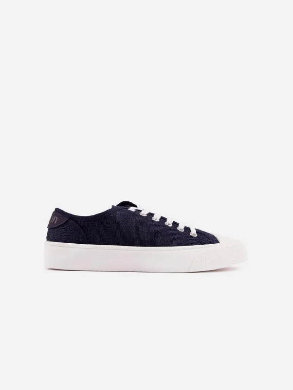 Stylish Boots For Sale Olive Women's Recycled Cotton Vegan Pump Sneakers | Navy Blue